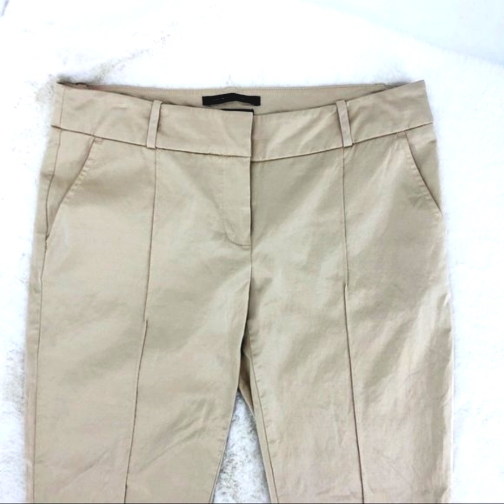 Bebe Women’s Size 8 Italian Fabric Capri Pants. Golden Tan Shimmery Texture EUC - Picture 2 of 10